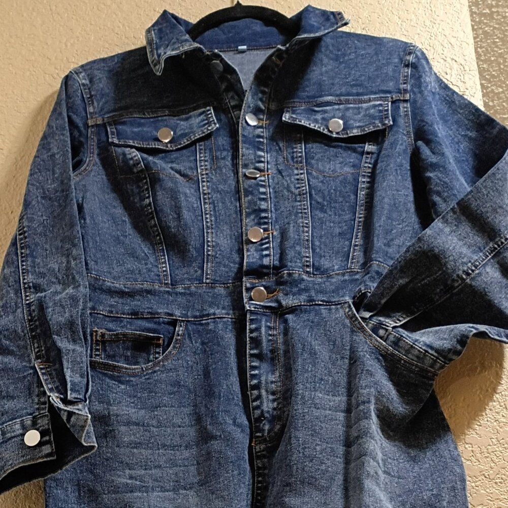 Jean dress size small fits bigger, long skirt/maxi, long sleeved, new but no tag